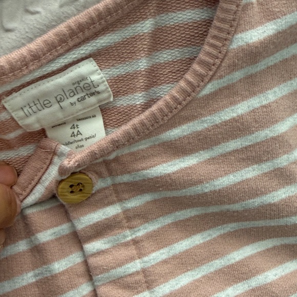Little planet by Carters Striped Pink Sleeveless Baby Romper 4T - Picture 2 of 5